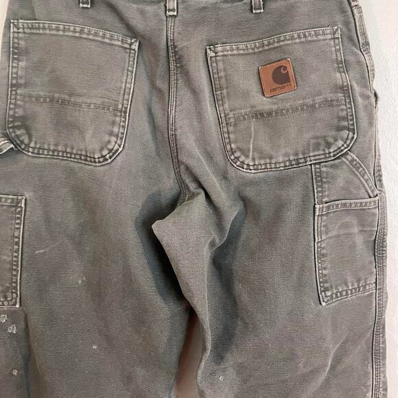 Carhartt Vintage 90s Canvas Flannel Lined‎ Olive Green Distressed Workwear Pants - Picture 4 of 7